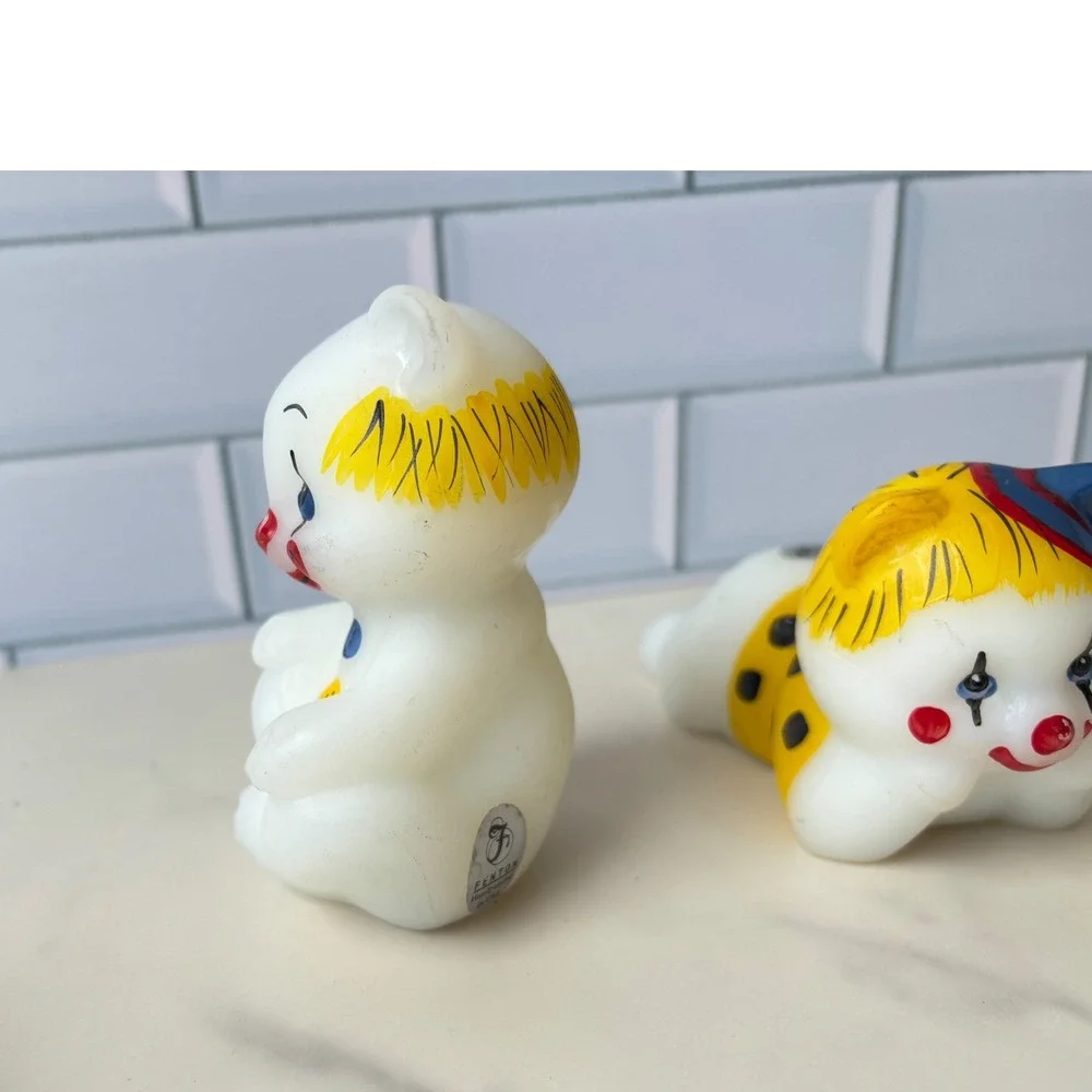3 Pc Fenton Art Glass Centennial Countdown Celebration Clown Bear Figurines  USA